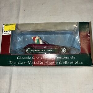 Vintage Maisto Santa Claus Elf Plymouth Prowler Die Cast Christmas Ornament